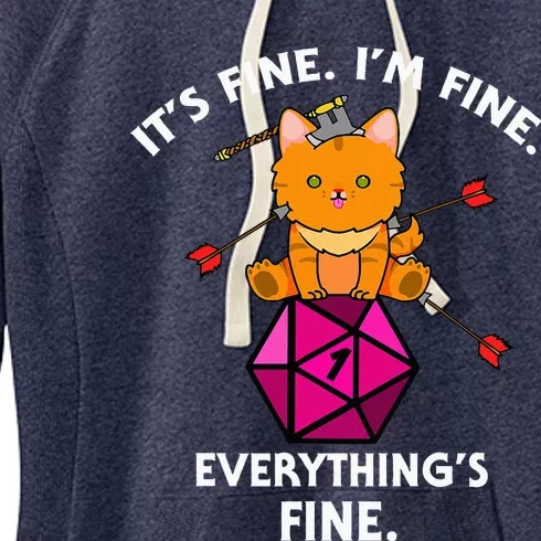 ItS Fine Rpg Gamer Cat D20 Dice Fail Funny Nerdy Geek Women's Fleece Hoodie