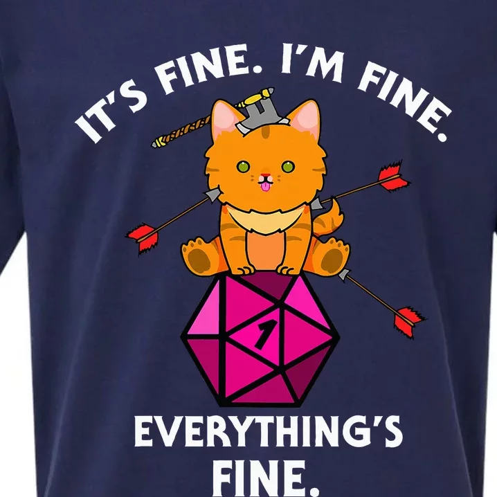 ItS Fine Rpg Gamer Cat D20 Dice Fail Funny Nerdy Geek Sueded Cloud Jersey T-Shirt