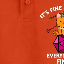 ItS Fine Rpg Gamer Cat D20 Dice Fail Funny Nerdy Geek Dry Zone Grid Performance Polo