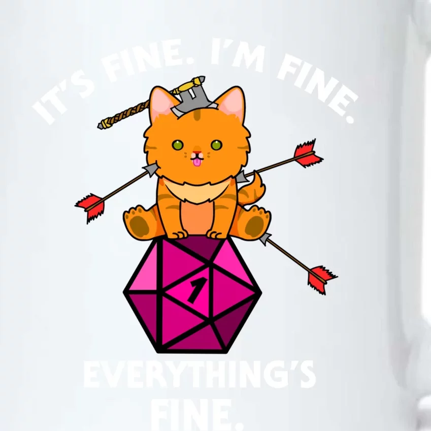 ItS Fine Rpg Gamer Cat D20 Dice Fail Funny Nerdy Geek Black Color Changing Mug