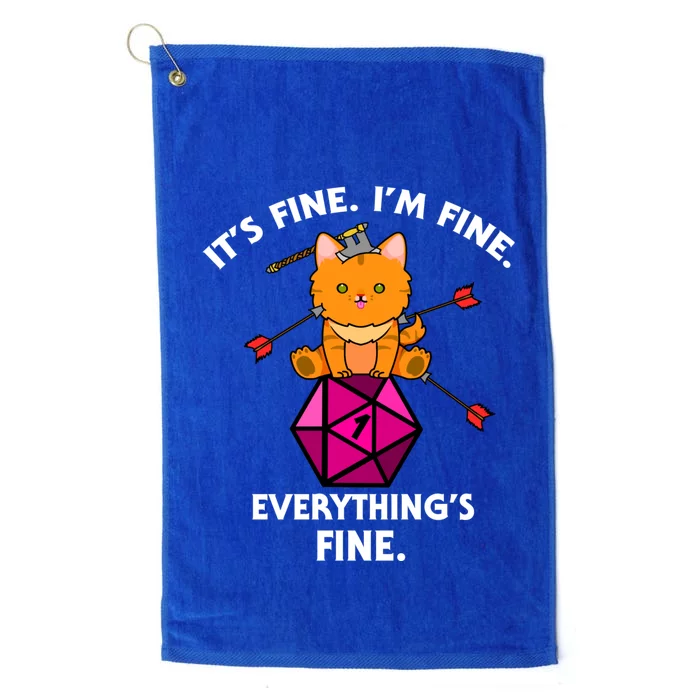 ItS Fine Rpg Gamer Cat D20 Dice Fail Funny Nerdy Geek Platinum Collection Golf Towel