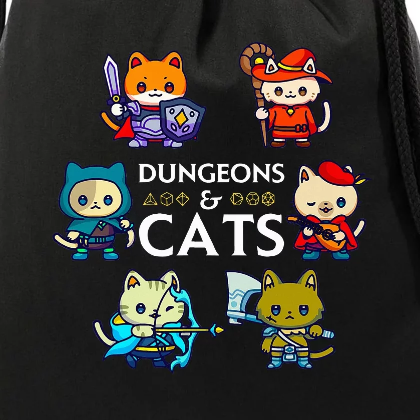 It's Fine RPG Gamer Cat D20 Dice Fail Funny Nerdy Geek Drawstring Bag