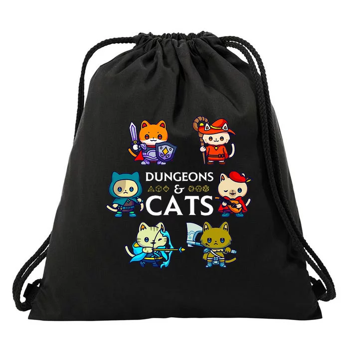 It's Fine RPG Gamer Cat D20 Dice Fail Funny Nerdy Geek Drawstring Bag