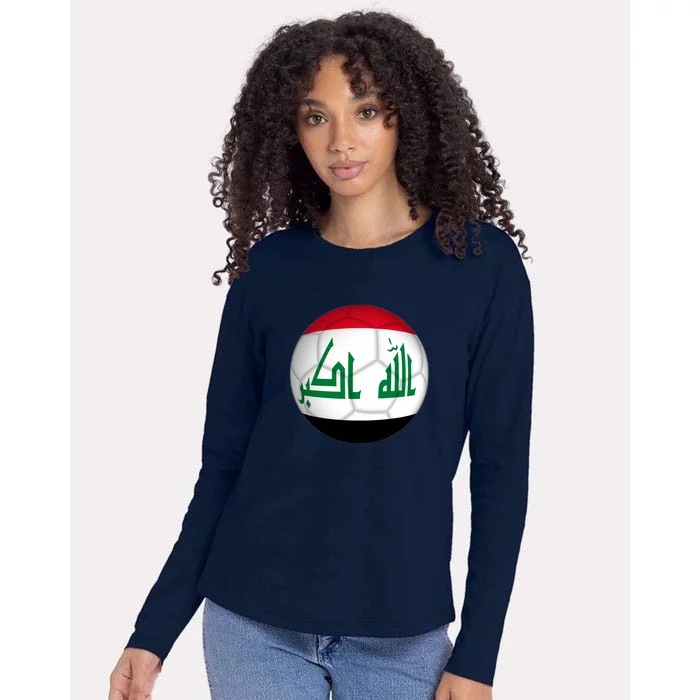 Iraqi Futbol Soccer Team Front And Back Front & Back Womens Cotton Relaxed Long Sleeve T-Shirt