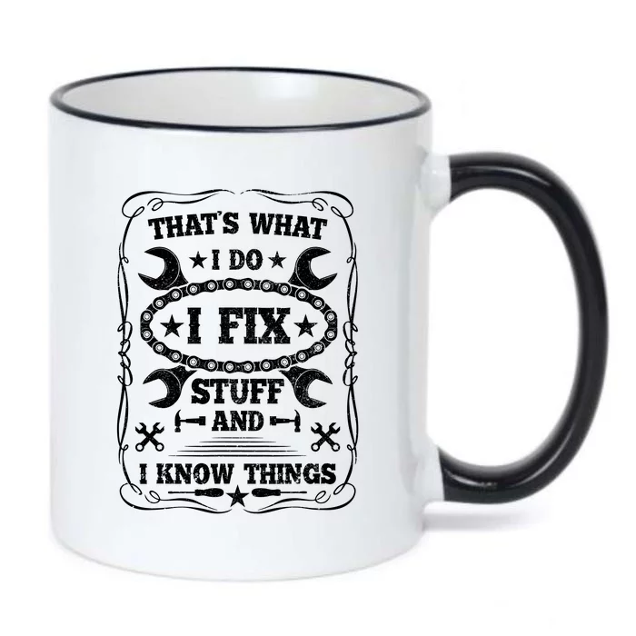 I Fix Stuff And Know Things Funny Car Guy Retro Dad Mechanic Black Color Changing Mug