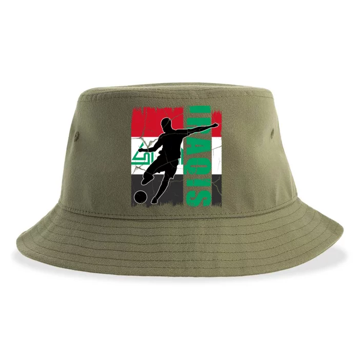 Iraqi Futbol Soccer Player Sustainable Bucket Hat