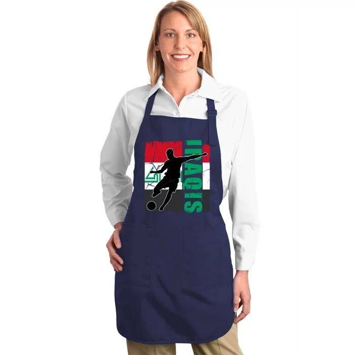 Iraqi Futbol Soccer Player Full-Length Apron With Pocket