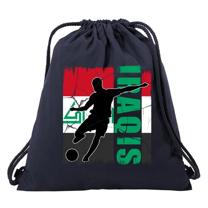 Iraqi Futbol Soccer Player Drawstring Bag