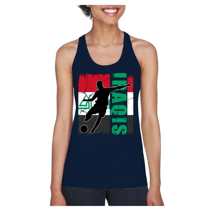 Iraqi Futbol Soccer Player Women's Racerback Tank