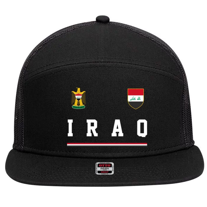 Iraq Futbol Soccer Logo 7 Panel Mesh Trucker Snapback Hat