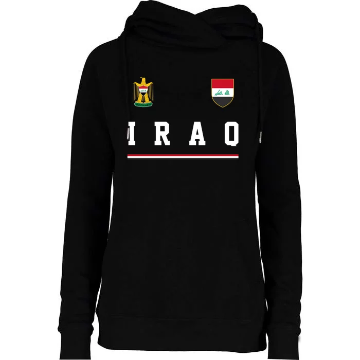 Iraq Futbol Soccer Logo Womens Funnel Neck Pullover Hood