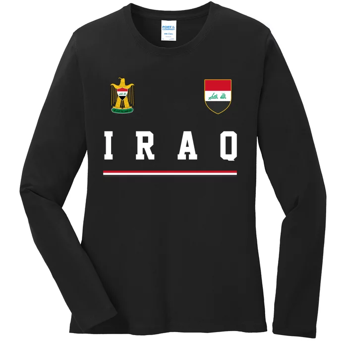 Iraq Futbol Soccer Logo Ladies Long Sleeve Shirt