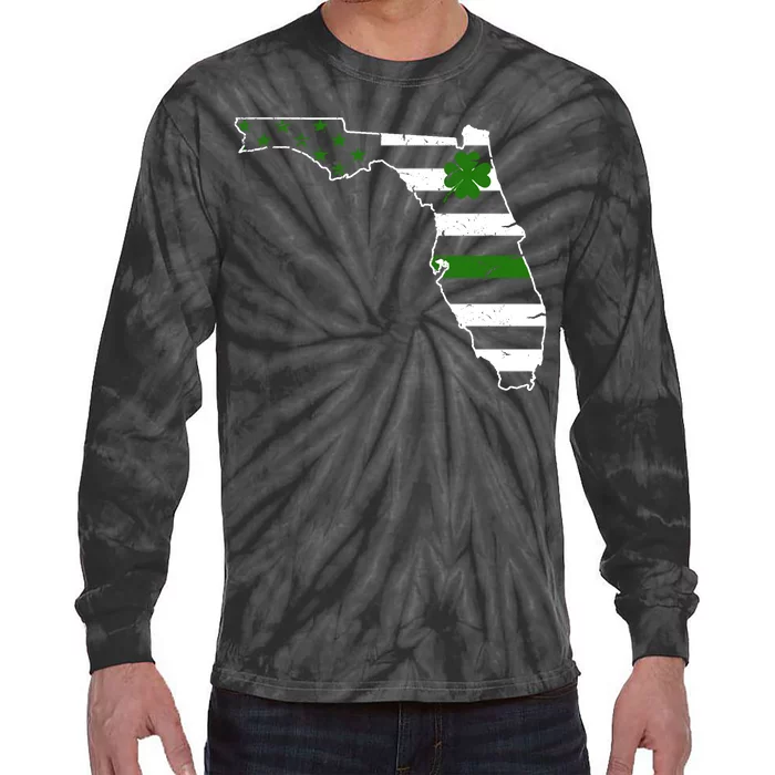 Irish Florida State Flag American Map Tie-Dye Long Sleeve Shirt