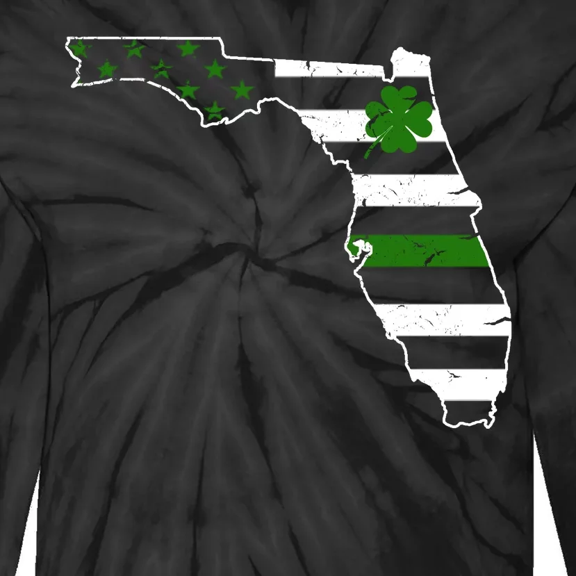 Irish Florida State Flag American Map Tie-Dye Long Sleeve Shirt