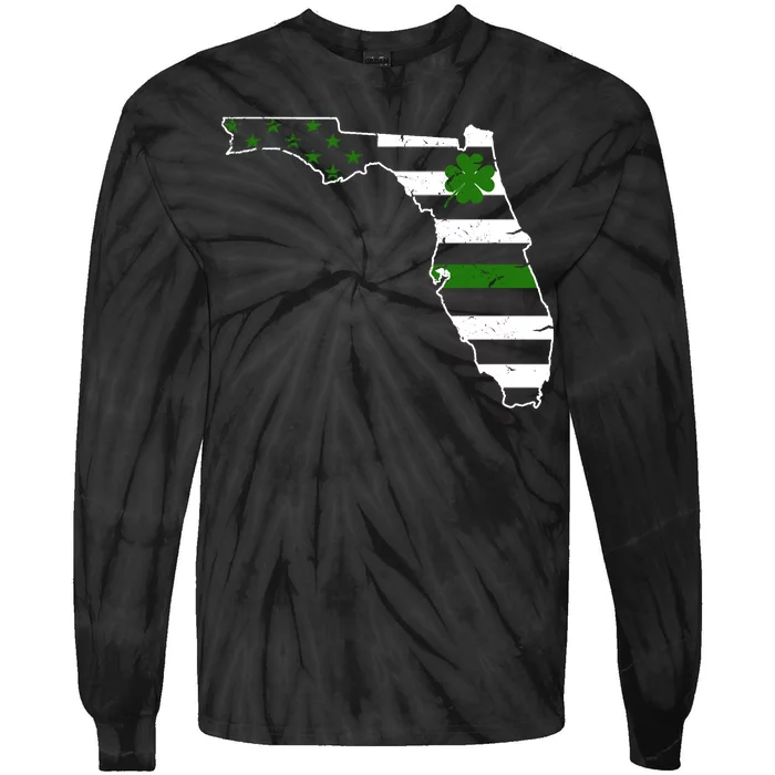 Irish Florida State Flag American Map Tie-Dye Long Sleeve Shirt