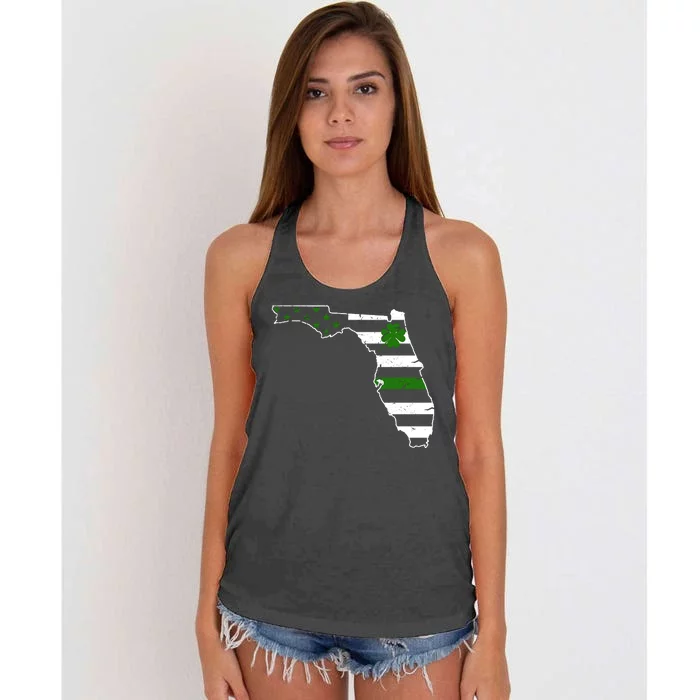 Irish Florida State Flag American Map Women's Knotted Racerback Tank