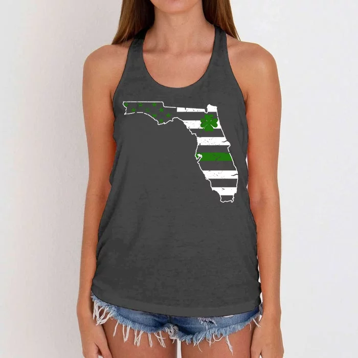 Irish Florida State Flag American Map Women's Knotted Racerback Tank