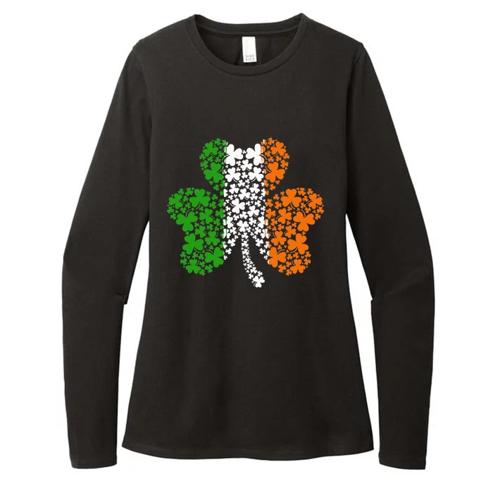 Irish Flag Shamrock Four Leaf Clover St Patricks Day Womens CVC Long Sleeve Shirt