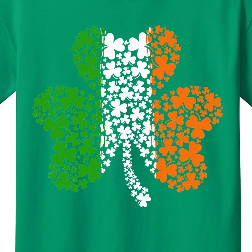 Irish Flag Shamrock Four Leaf Clover St Patricks Day Kids T-Shirt