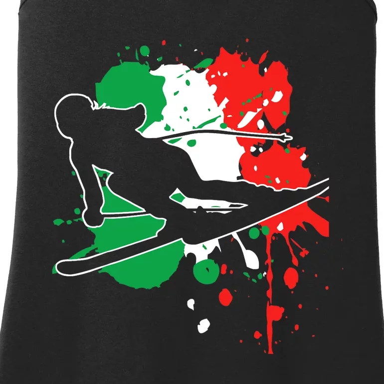 Italy Flag Skier Italian Alpine Skiing Ladies Essential Tank