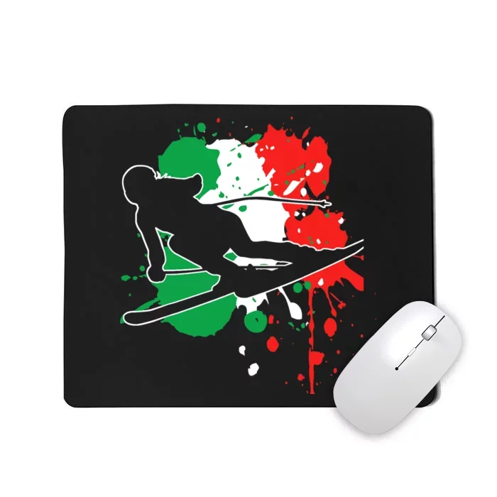 Italy Flag Skier Italian Alpine Skiing Mousepad