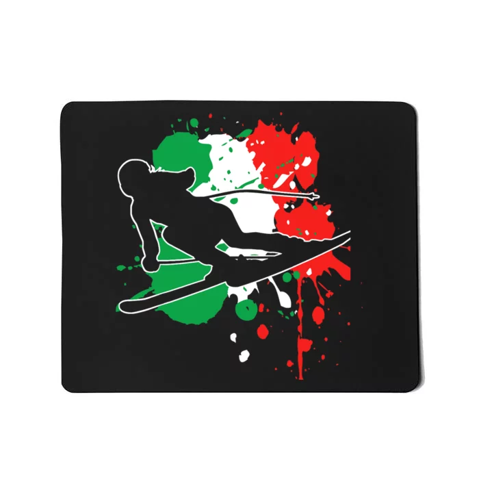 Italy Flag Skier Italian Alpine Skiing Mousepad