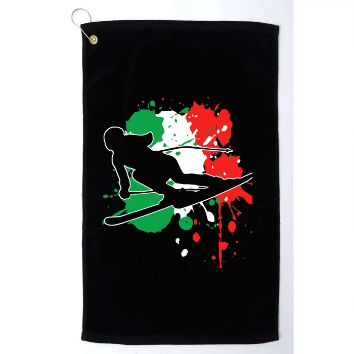 Italy Flag Skier Italian Alpine Skiing Platinum Collection Golf Towel