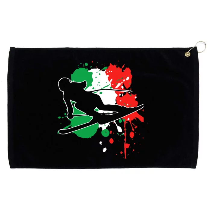 Italy Flag Skier Italian Alpine Skiing Grommeted Golf Towel