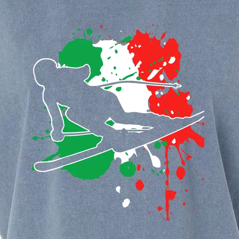 Italy Flag Skier Italian Alpine Skiing Garment-Dyed Women's Muscle Tee