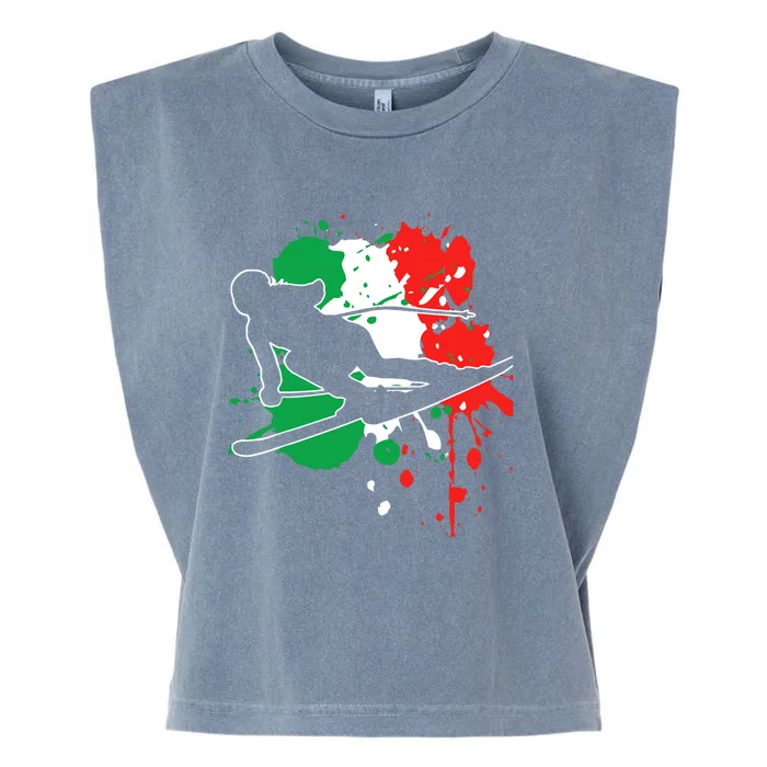 Italy Flag Skier Italian Alpine Skiing Garment-Dyed Women's Muscle Tee