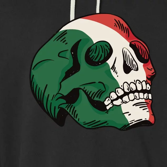 Italian Flag Skull Garment-Dyed Fleece Hoodie