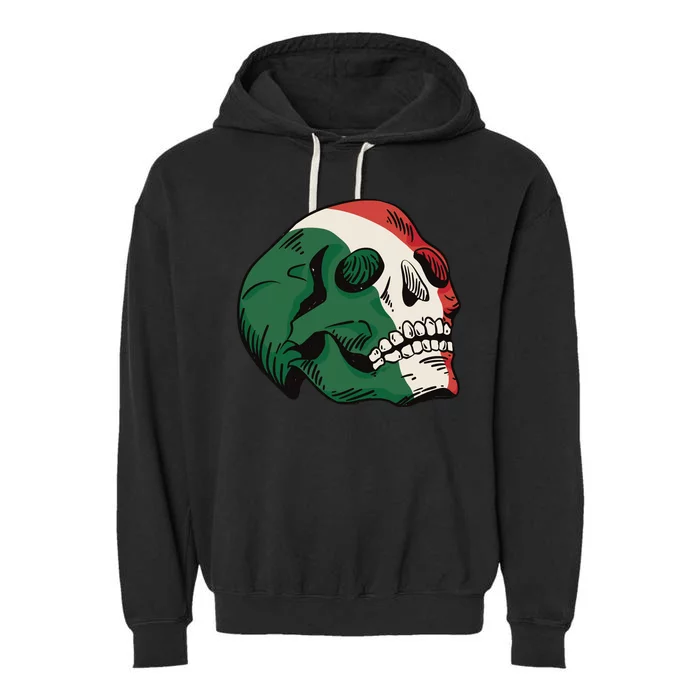 Italian Flag Skull Garment-Dyed Fleece Hoodie