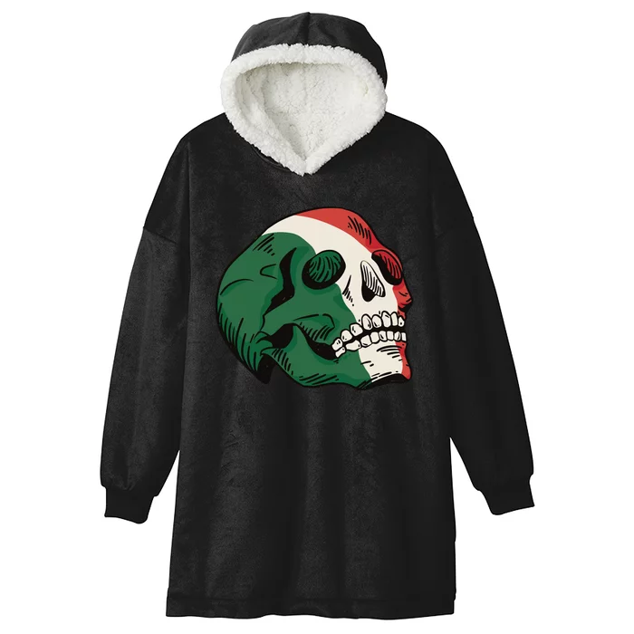 Italian Flag Skull Hooded Wearable Blanket