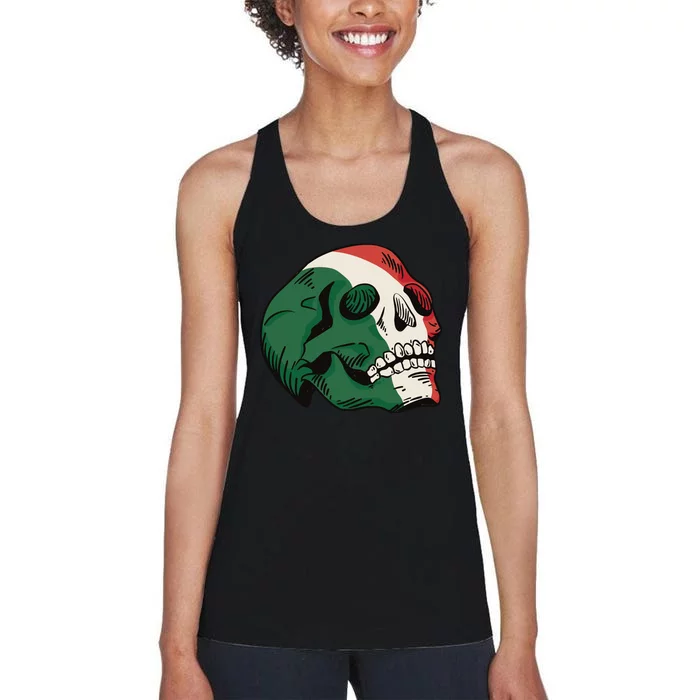 Italian Flag Skull Women's Racerback Tank