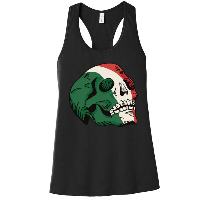 Italian Flag Skull Women's Racerback Tank