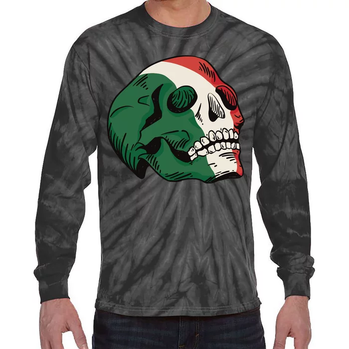 Italian Flag Skull Tie-Dye Long Sleeve Shirt