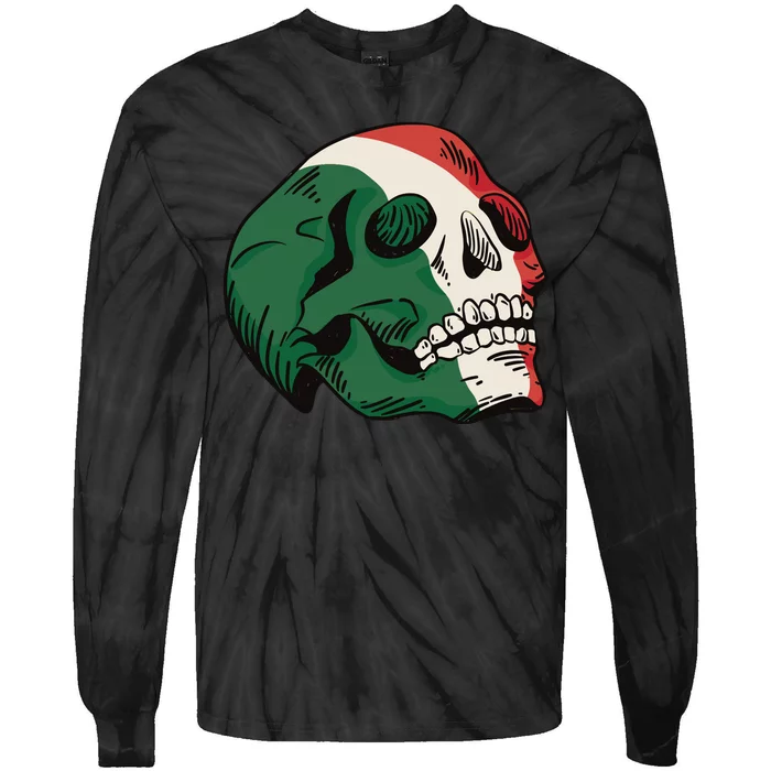 Italian Flag Skull Tie-Dye Long Sleeve Shirt