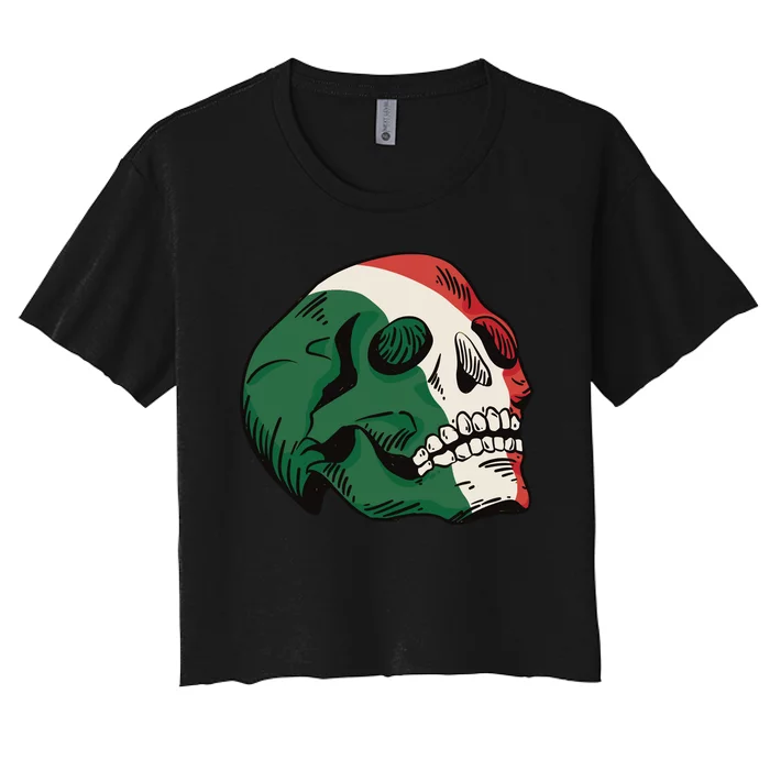 Italian Flag Skull Women's Crop Top Tee