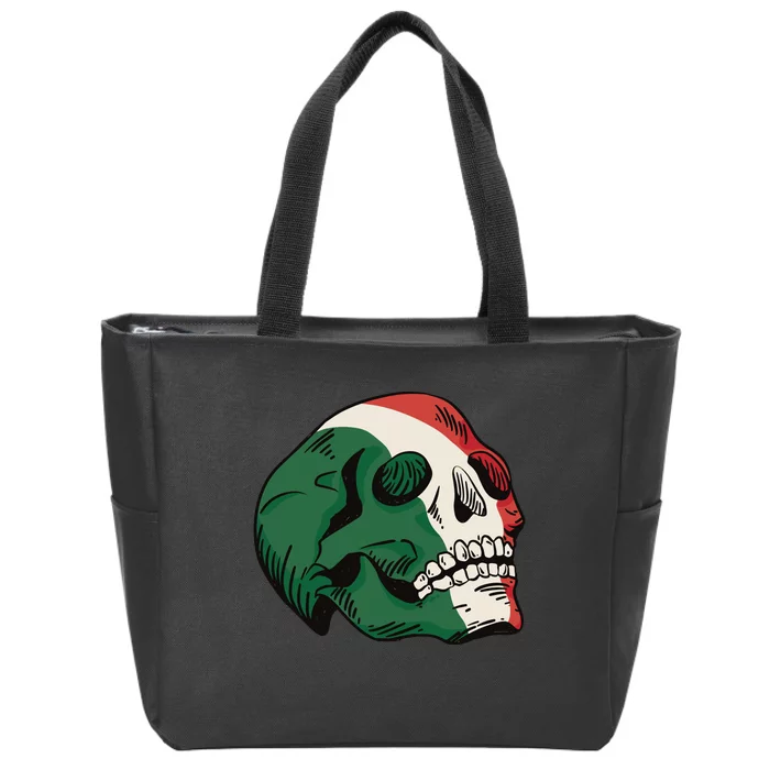 Italian Flag Skull Zip Tote Bag