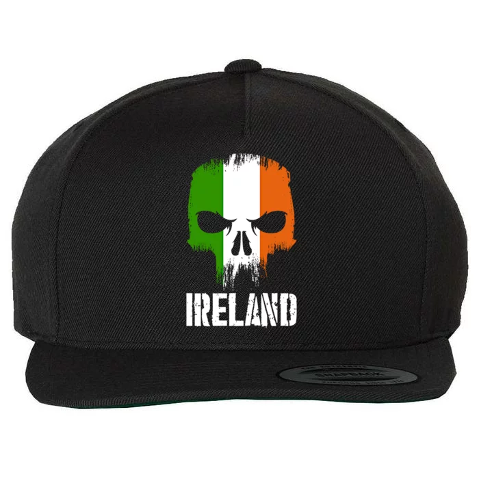 Ireland Flag Skull Irish Pride Patriotic Funny Gift Wool Snapback Cap