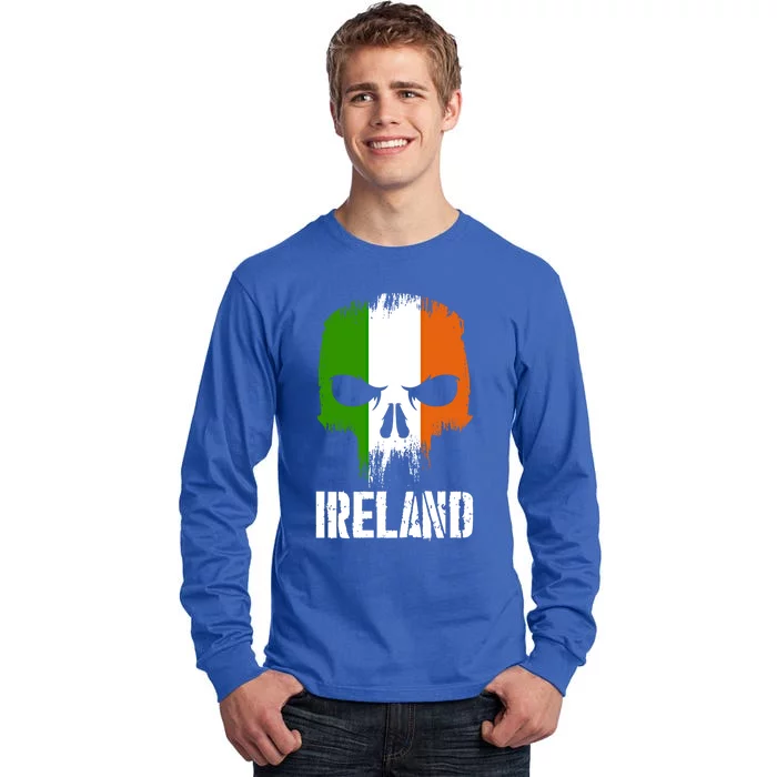 Ireland Flag Skull Irish Pride Patriotic Funny Gift Tall Long Sleeve T-Shirt