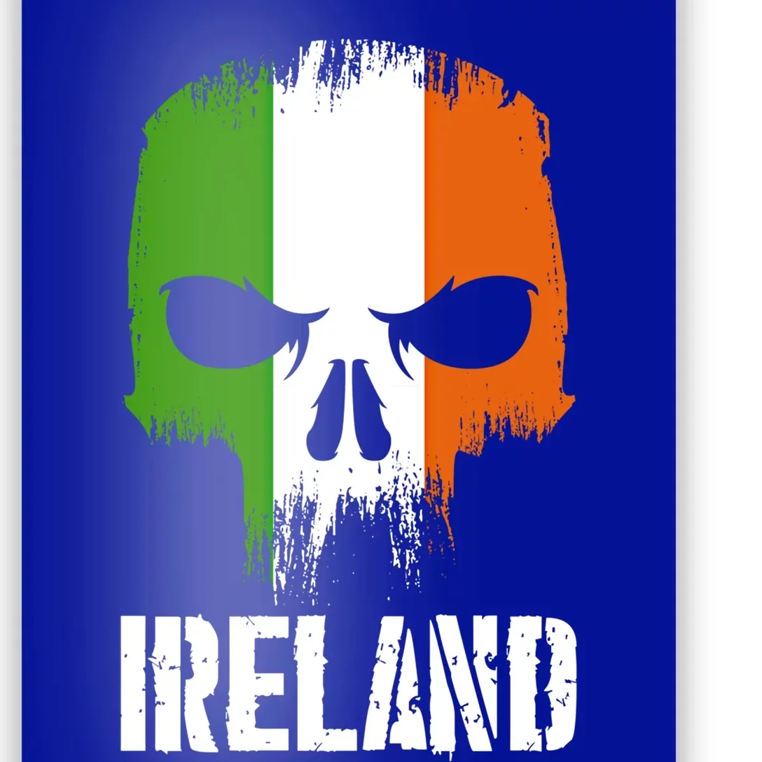 Ireland Flag Skull Irish Pride Patriotic Funny Gift Poster