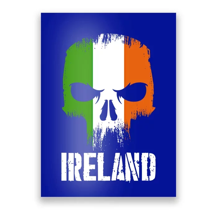 Ireland Flag Skull Irish Pride Patriotic Funny Gift Poster