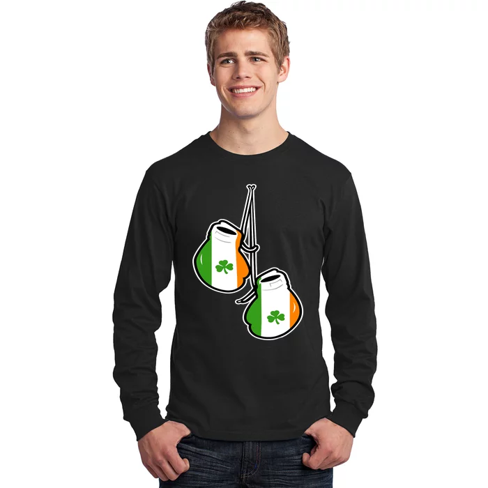 Ireland Flag Shamrock Irish boxing gloves Long Sleeve Shirt