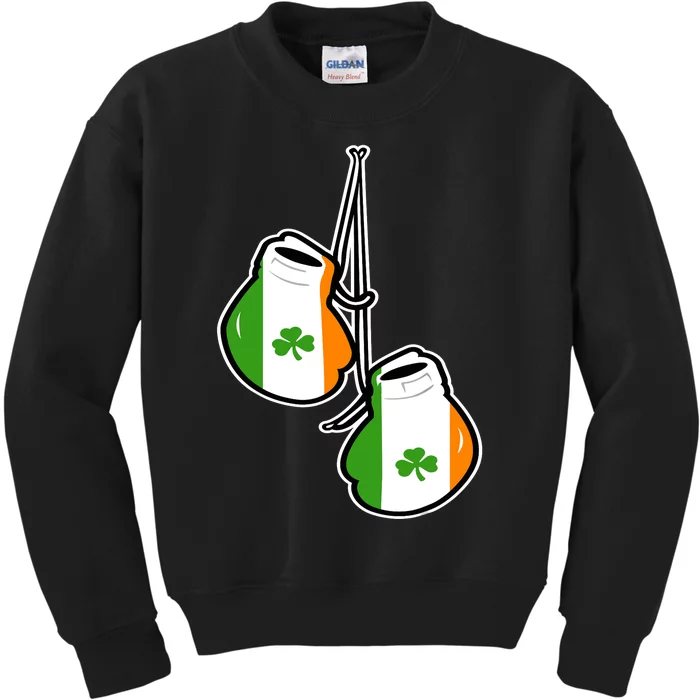 Ireland Flag Shamrock Irish boxing gloves Kids Sweatshirt