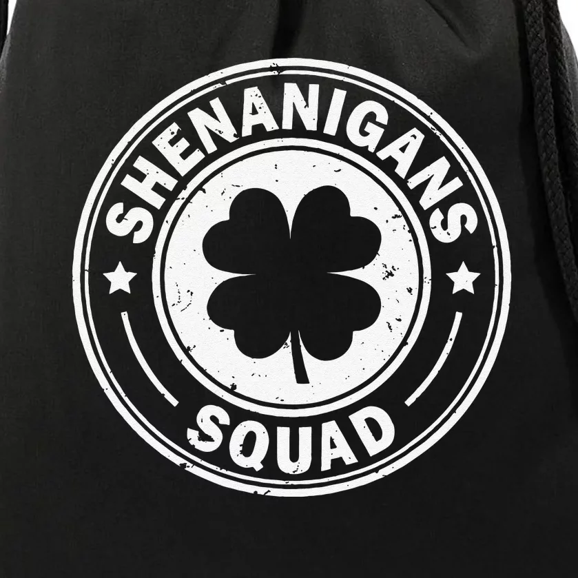 Irish Funny Shenanigans Squad  st patrick green Drawstring Bag