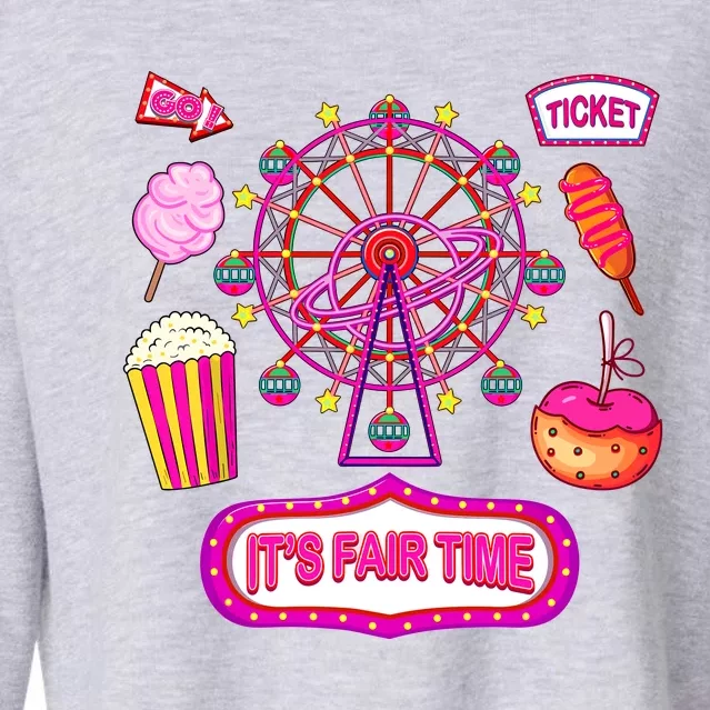 Its Fair Time Funny State Fair Ferris Wheel And Good Food Cropped Pullover Crew