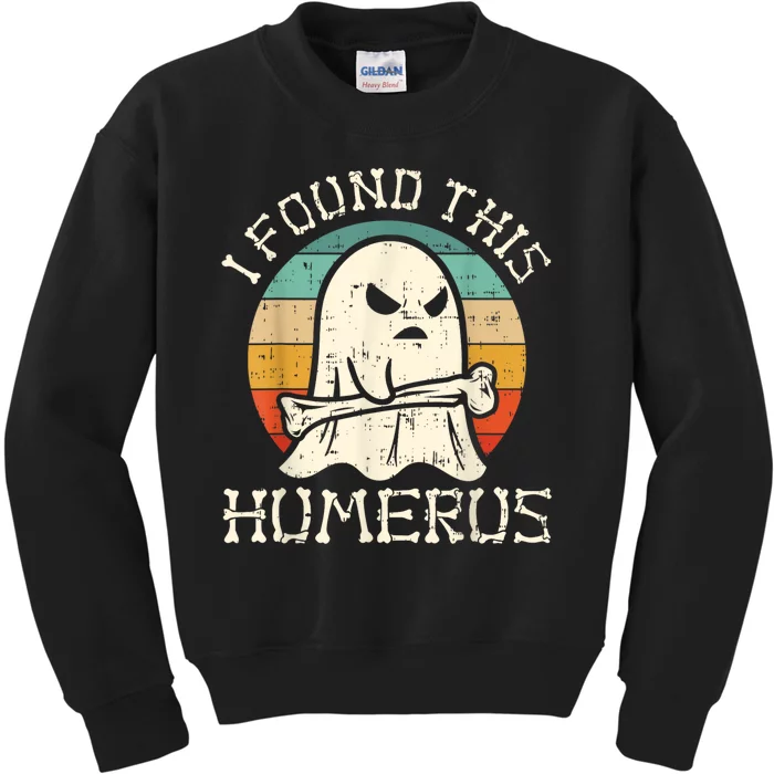 I Found This Humerus Ghost Boo Funny Retro Halloween Kids Sweatshirt