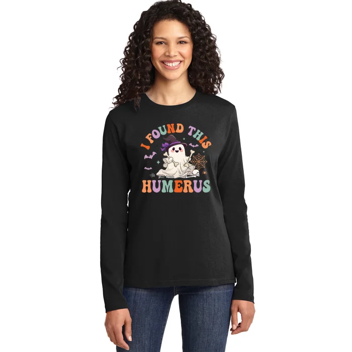 I Found This Humerus Pun Joke Humorous Halloween Ladies Long Sleeve Shirt