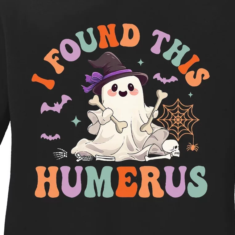 I Found This Humerus Pun Joke Humorous Halloween Ladies Long Sleeve Shirt